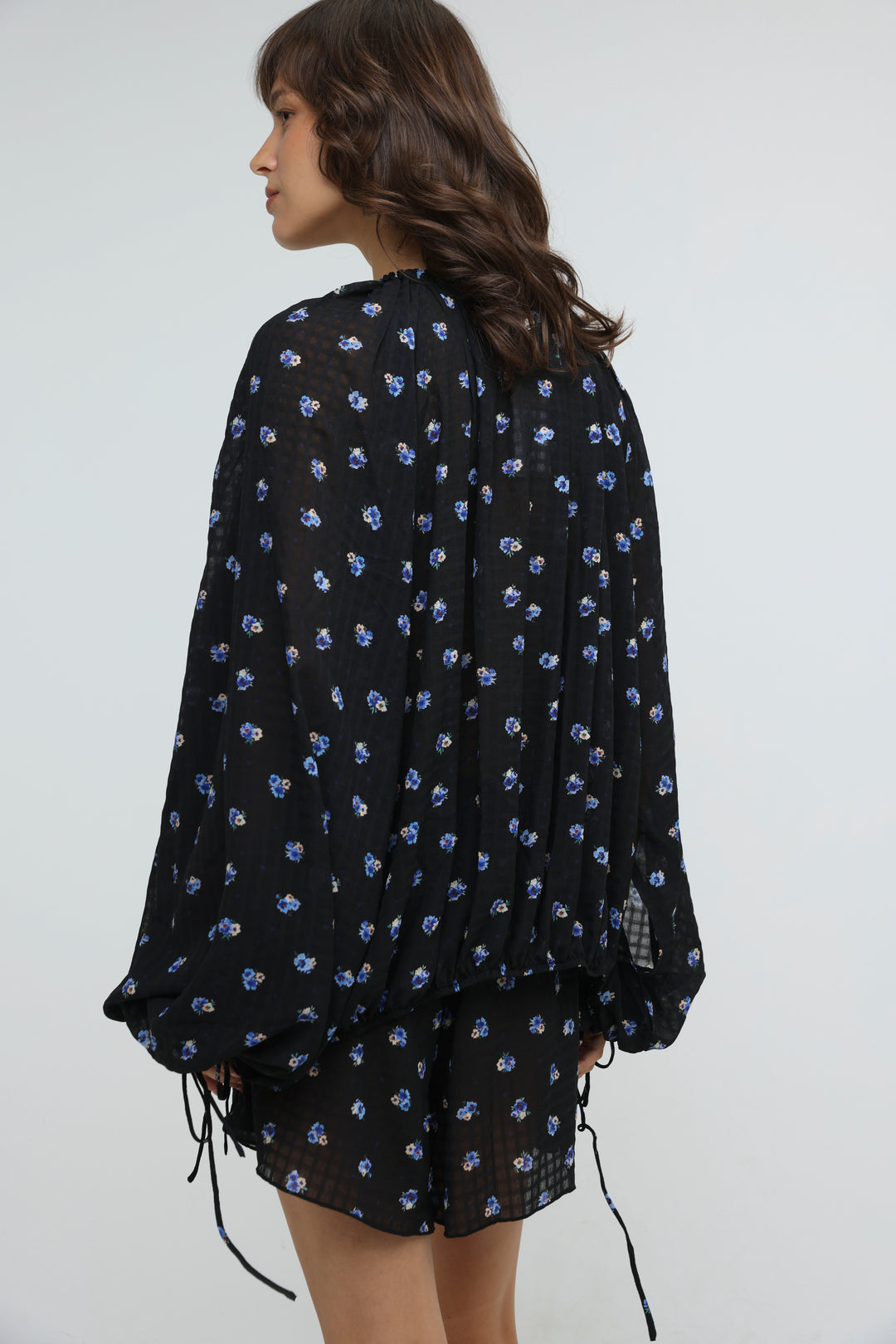 Black Floral Tie-Front Set
