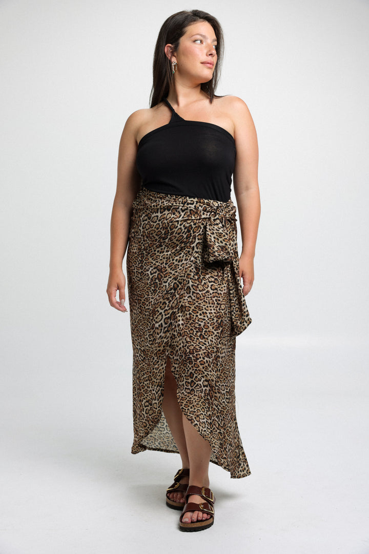 חצאית מנומרת Leopard Skirt מעטפת מידות גדולות