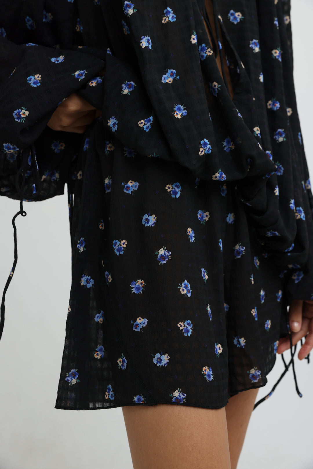 Black Floral Tie-Front Set