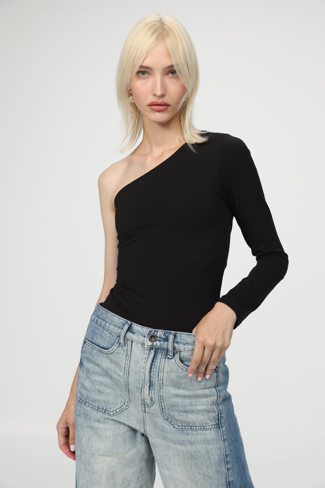 Tennis Black One Shoulder Top