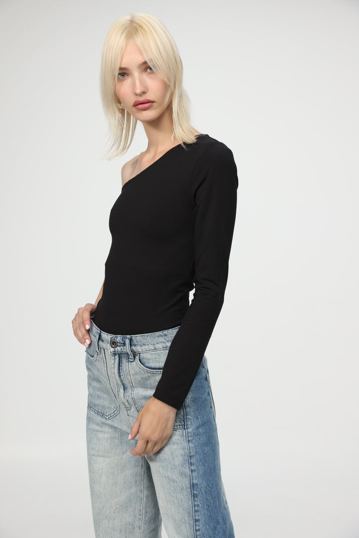 Tennis Black One Shoulder Top