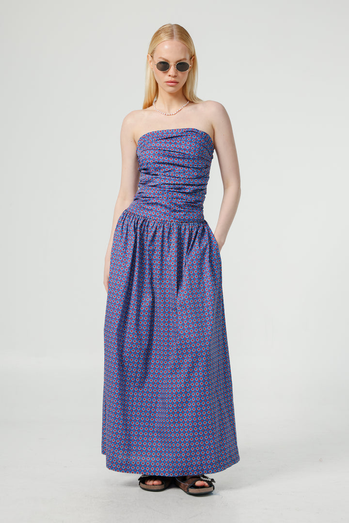 Listen Blue Strapless Dress