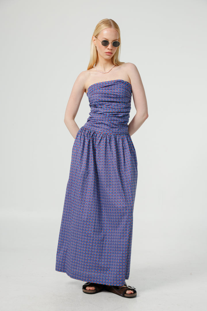 Listen Blue Strapless Dress