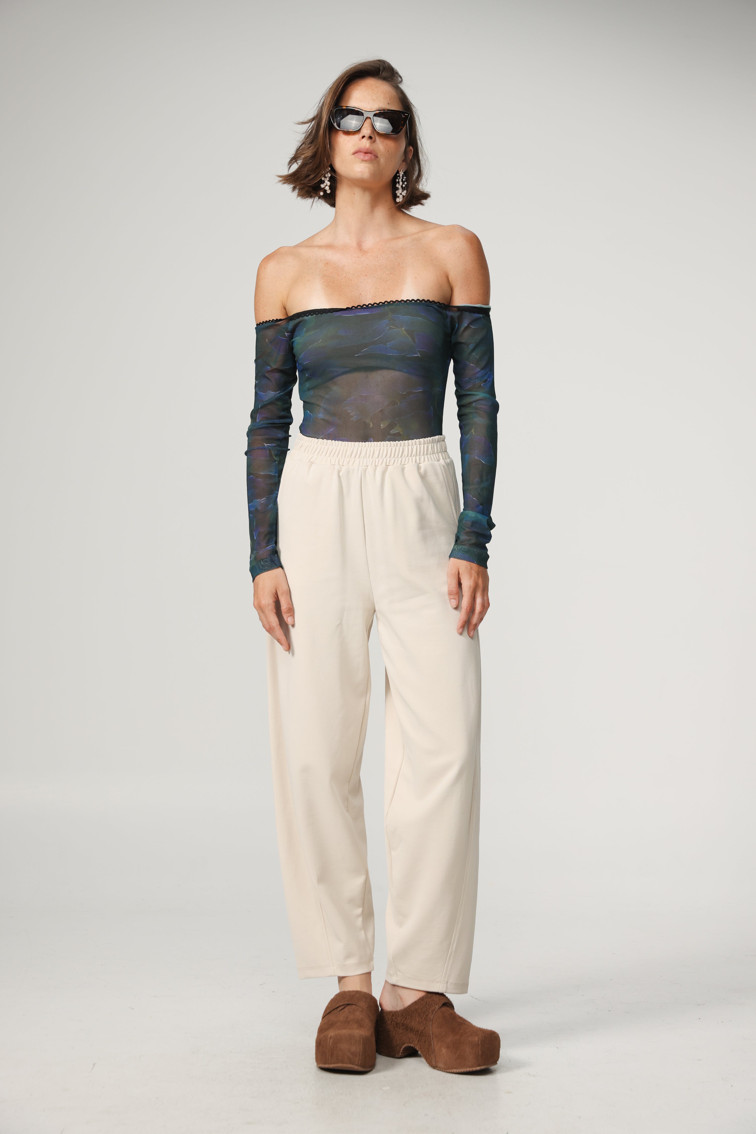 Mesh Blue Off Shoulder Bodysuit – SEESTARZ
