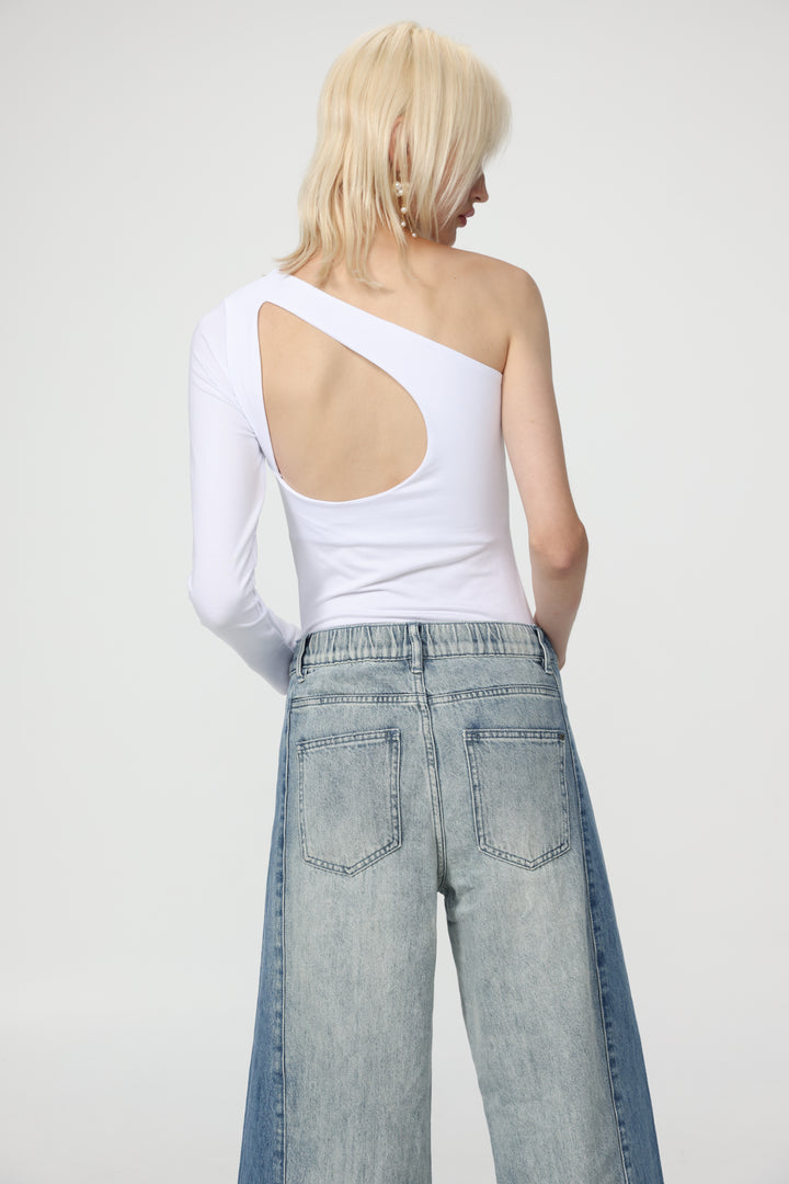 Tennis White One Shoulder Top