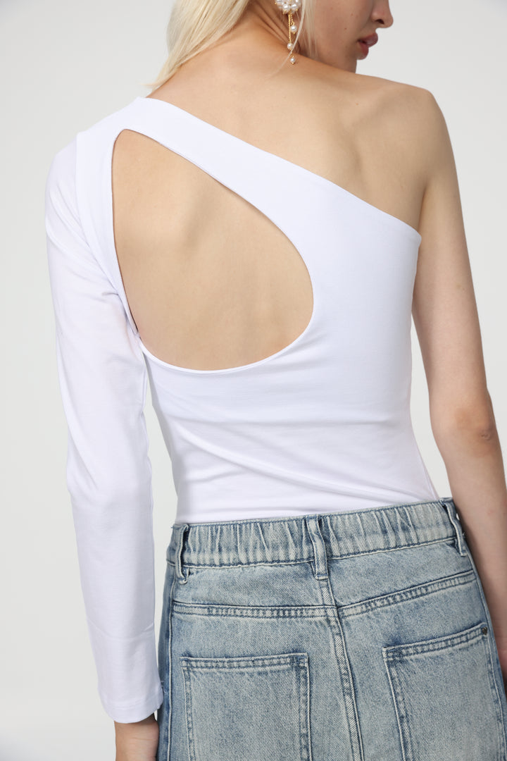 Tennis White One Shoulder Top