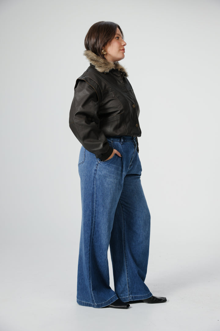 Fifth Brown Faux Leather Jacket