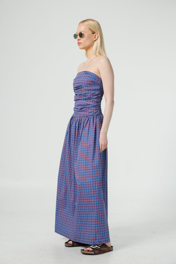 Listen Blue Strapless Dress