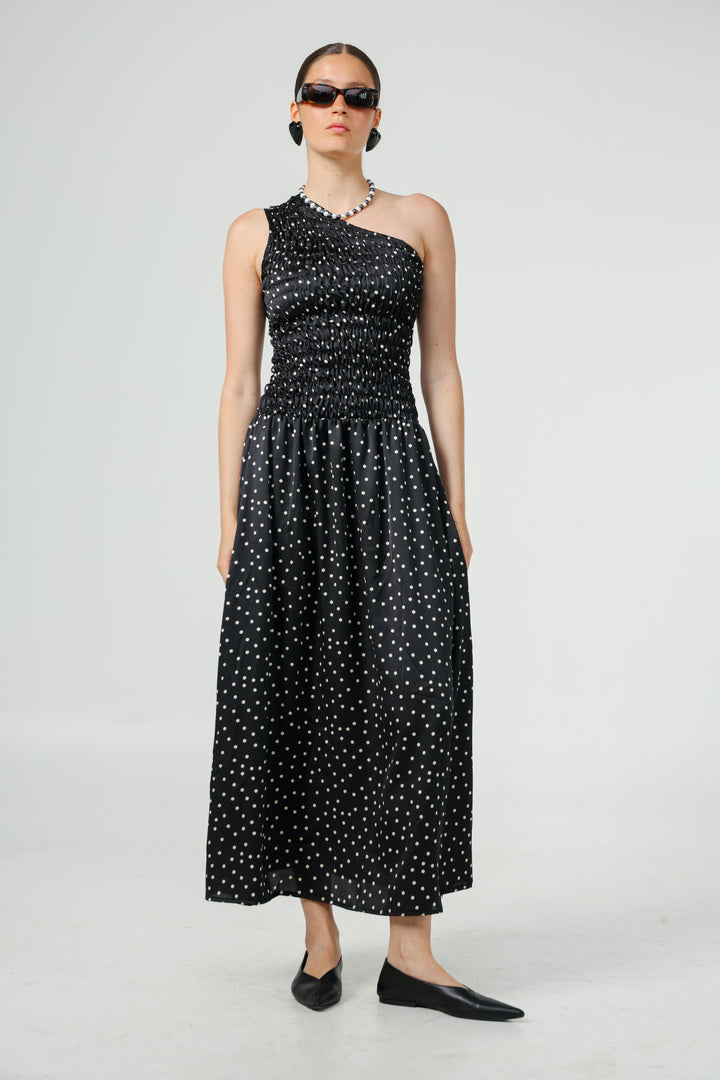Wonder Dots One Shoulder Dress