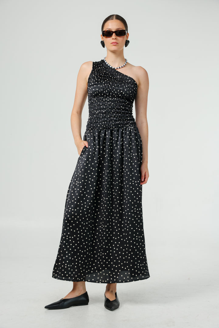 Wonder Dots One Shoulder Dress