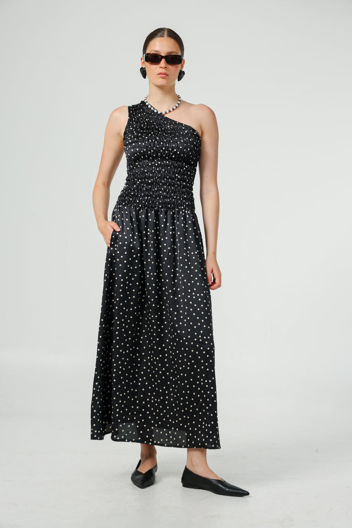 Wonder Dots One Shoulder Dress