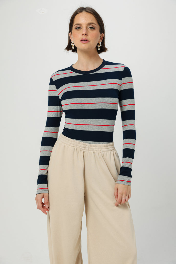 Everyday Grey Stripes Bodysuit