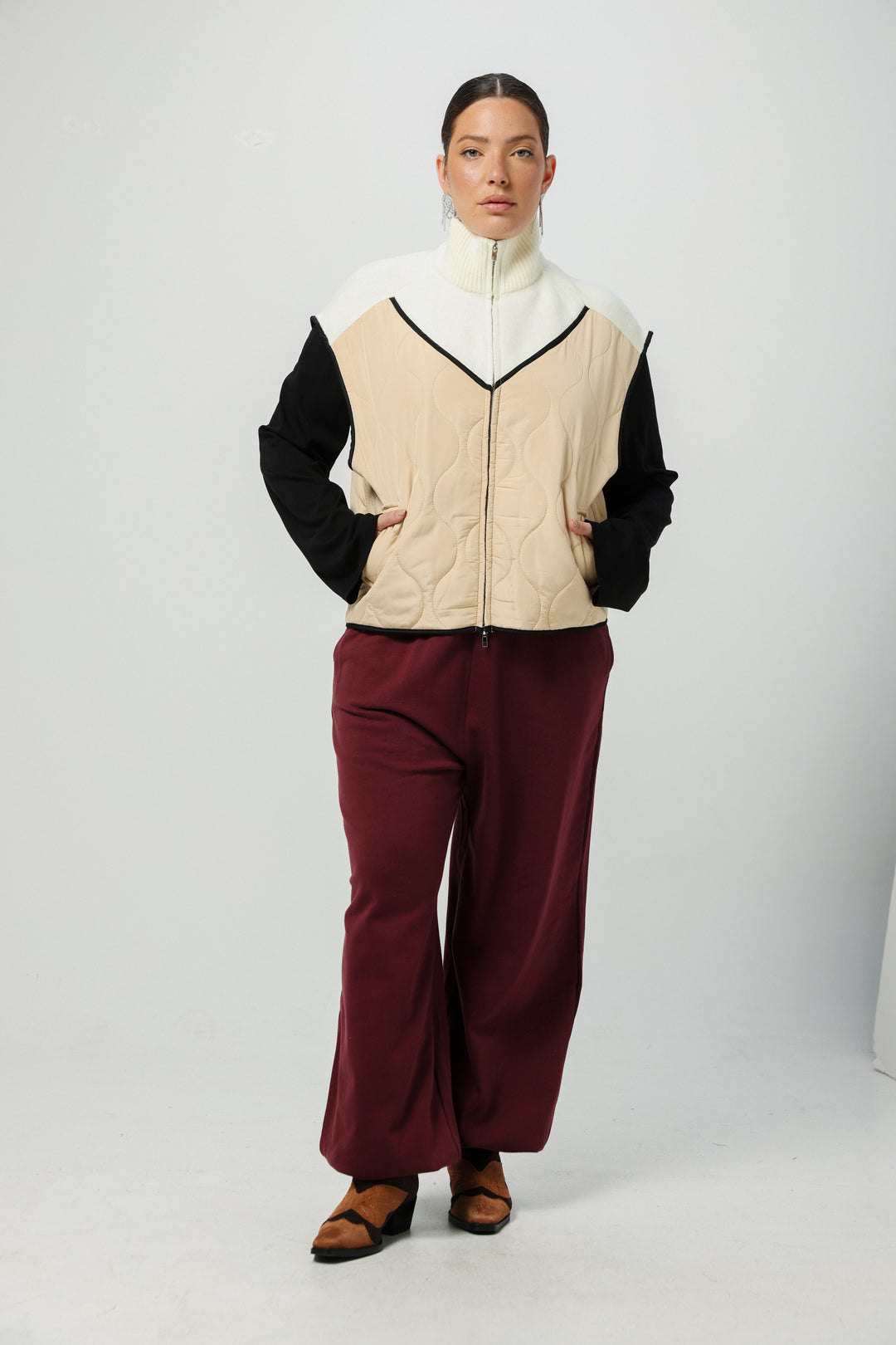 Mixed Cream Quilted Vest