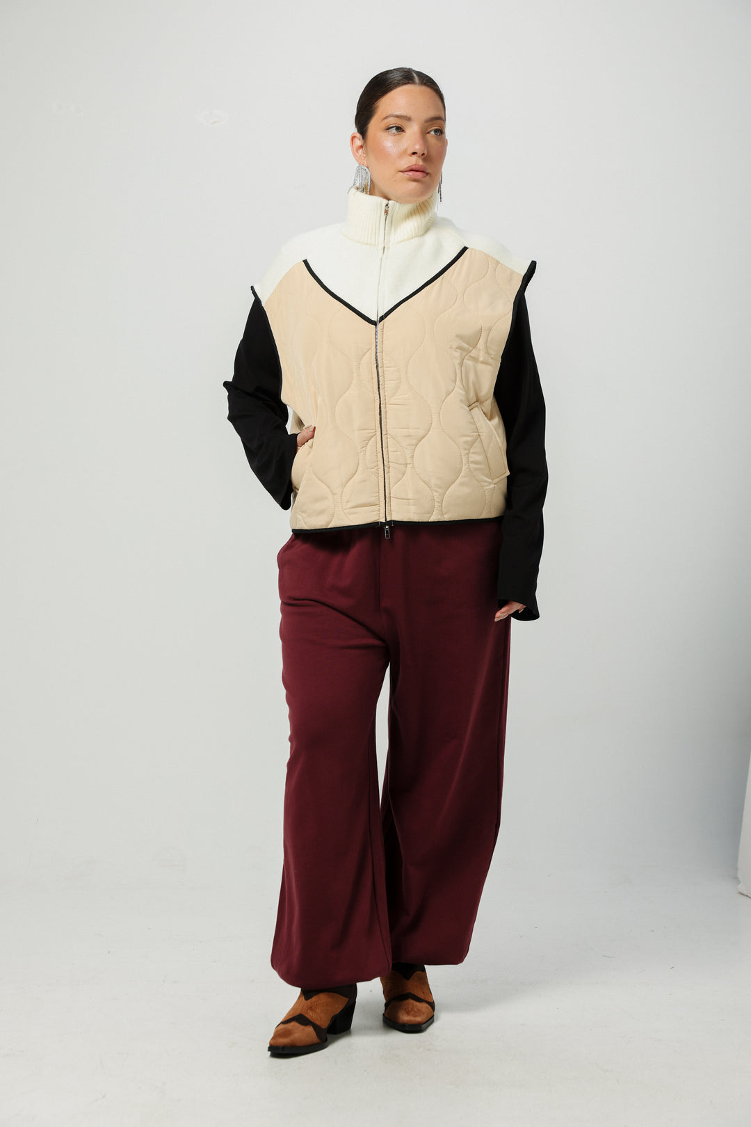 Mixed Cream Quilted Vest