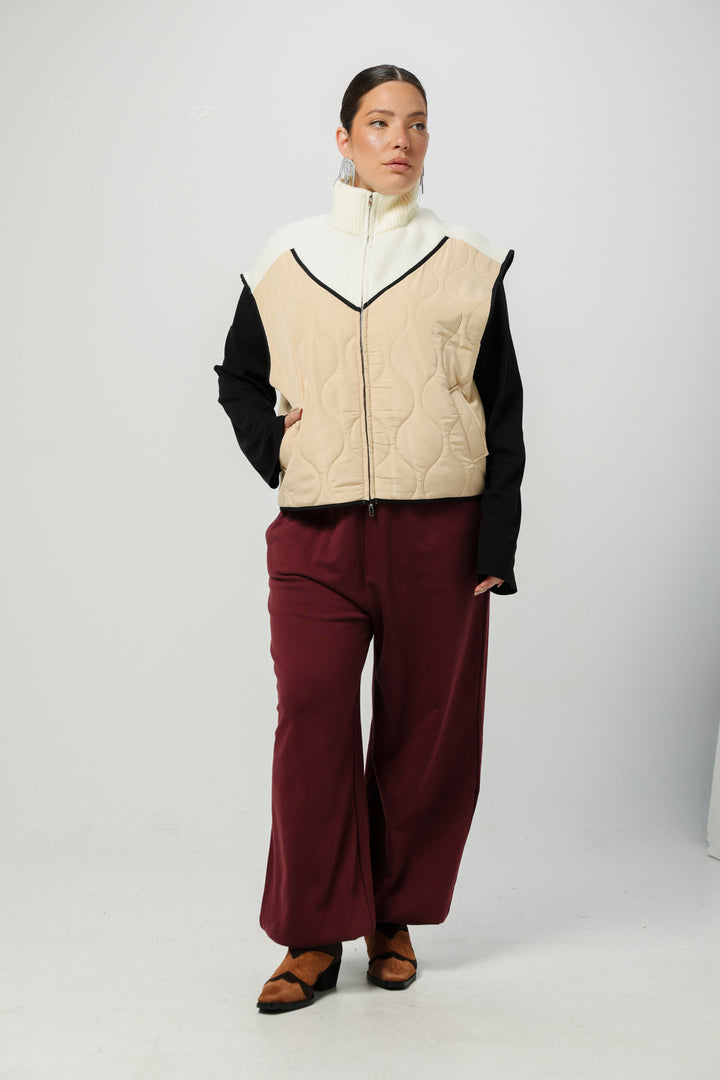 Mixed Cream Quilted Vest