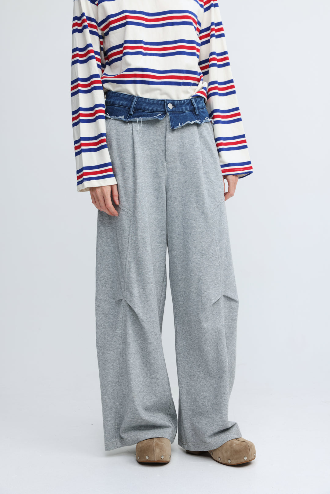 Denim Waistband Grey Joggers