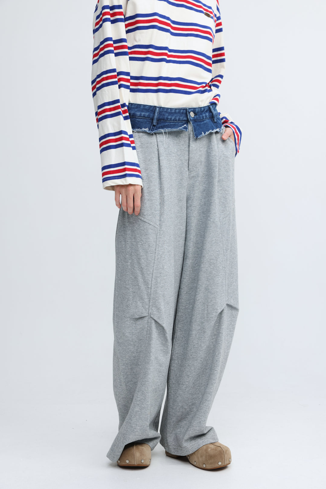 Denim Waistband Grey Joggers