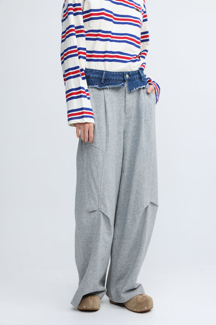 Denim Waistband Grey Joggers