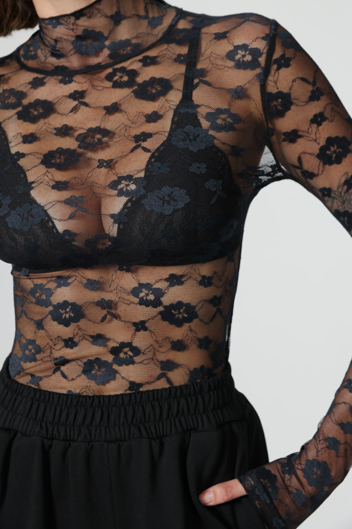Blossom Black Lace Shirt