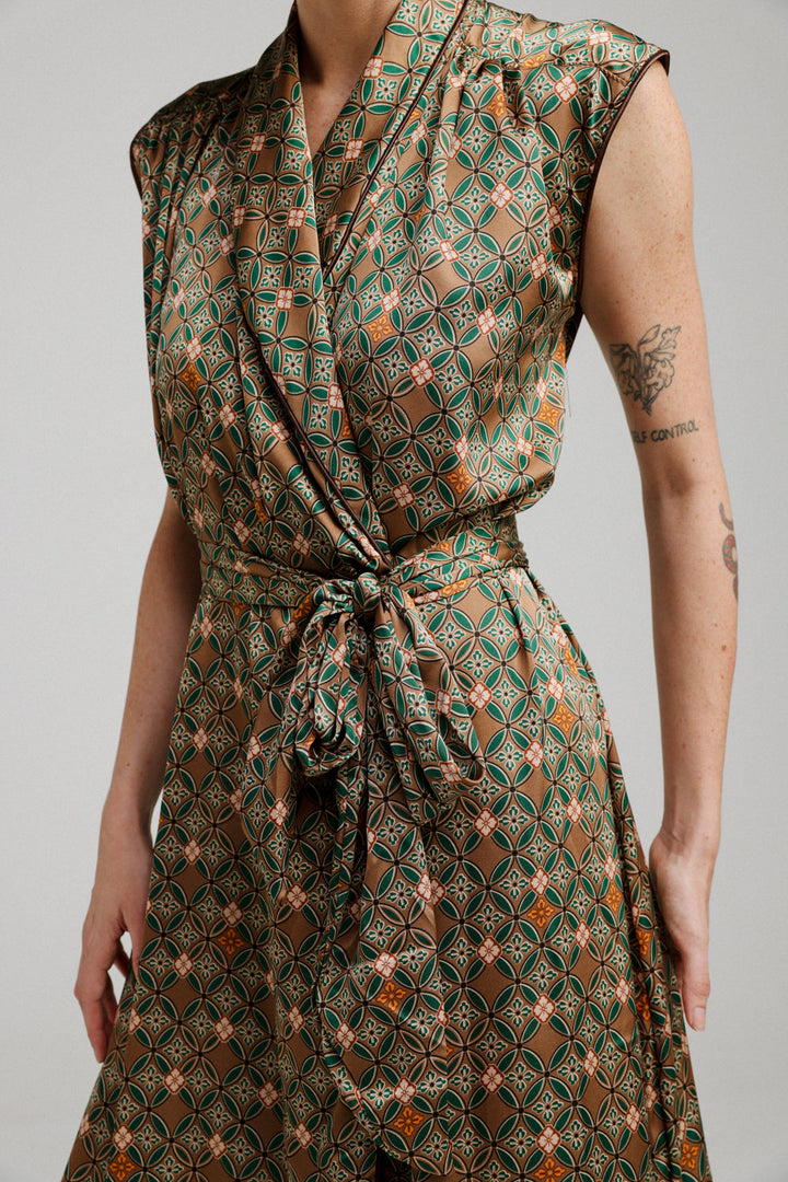 Wrap Geometric Floral Dress