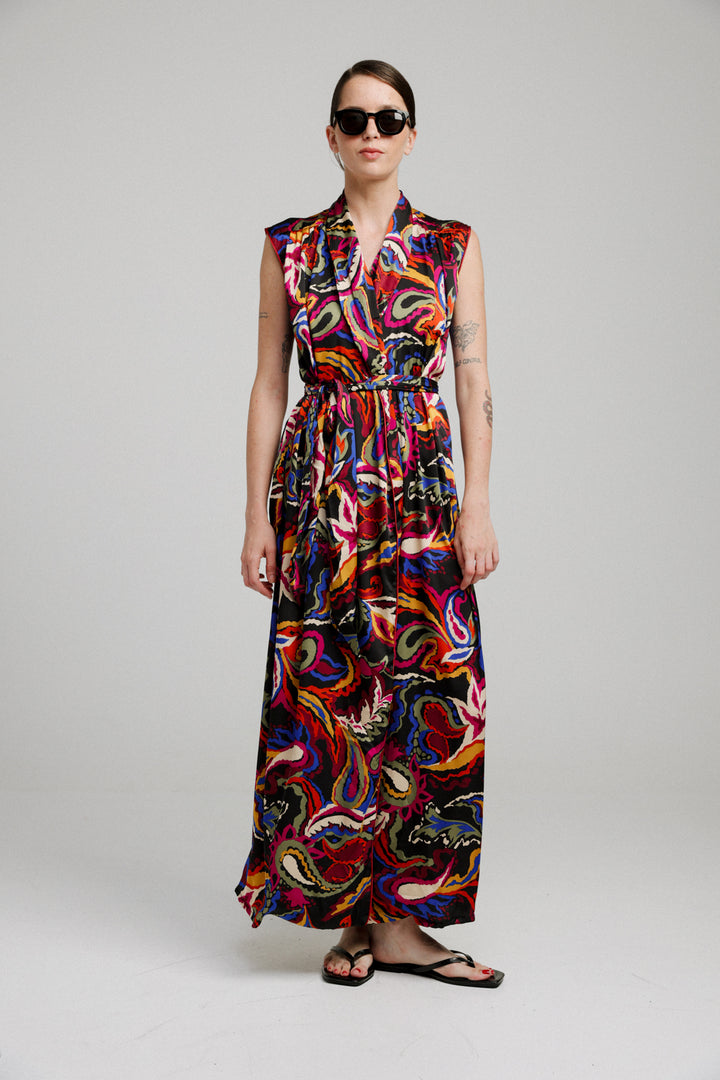 Wrap Vibrant Paisley Dress