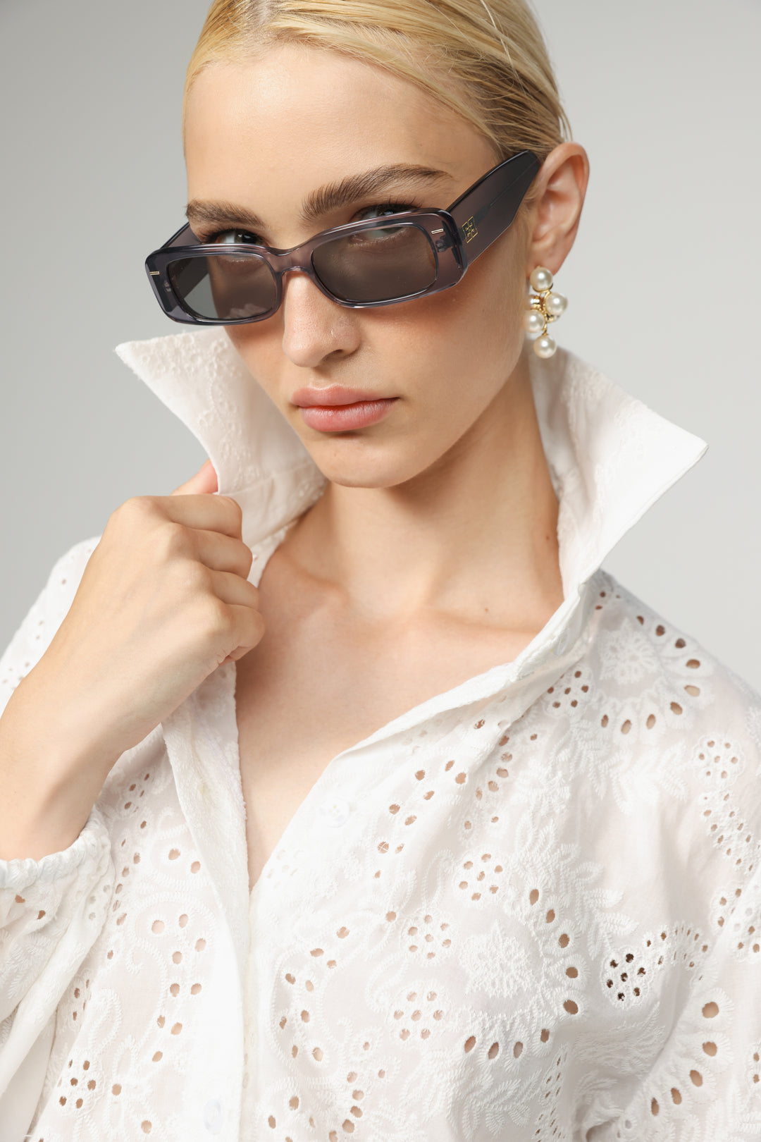 Balloon Embroidered White Buttoned Shirt