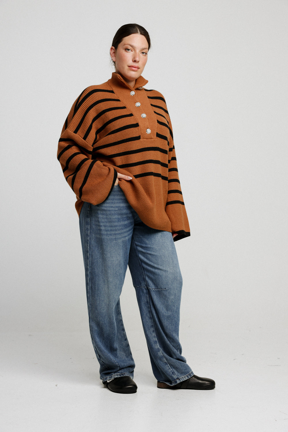 Now Cream Striped Sweater