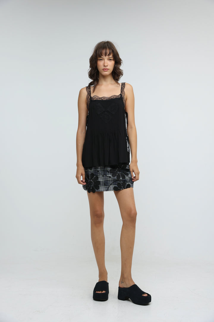 Embroidered Black Tank