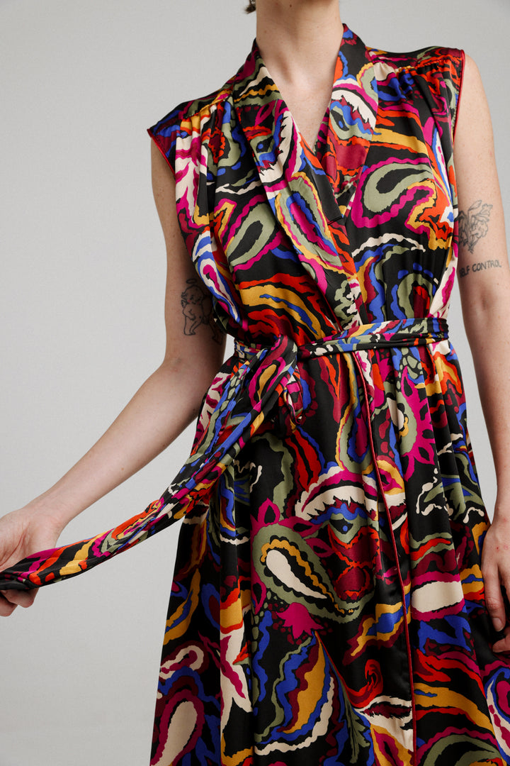 Wrap Vibrant Paisley Dress