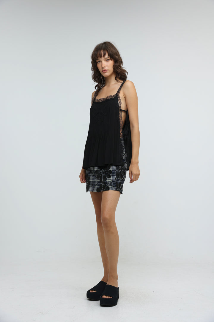 Embroidered Black Tank