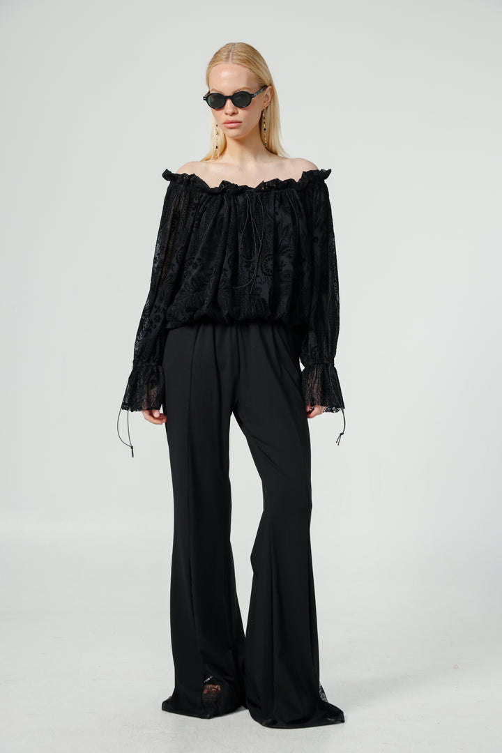 Playful Black Off Shoulder Top
