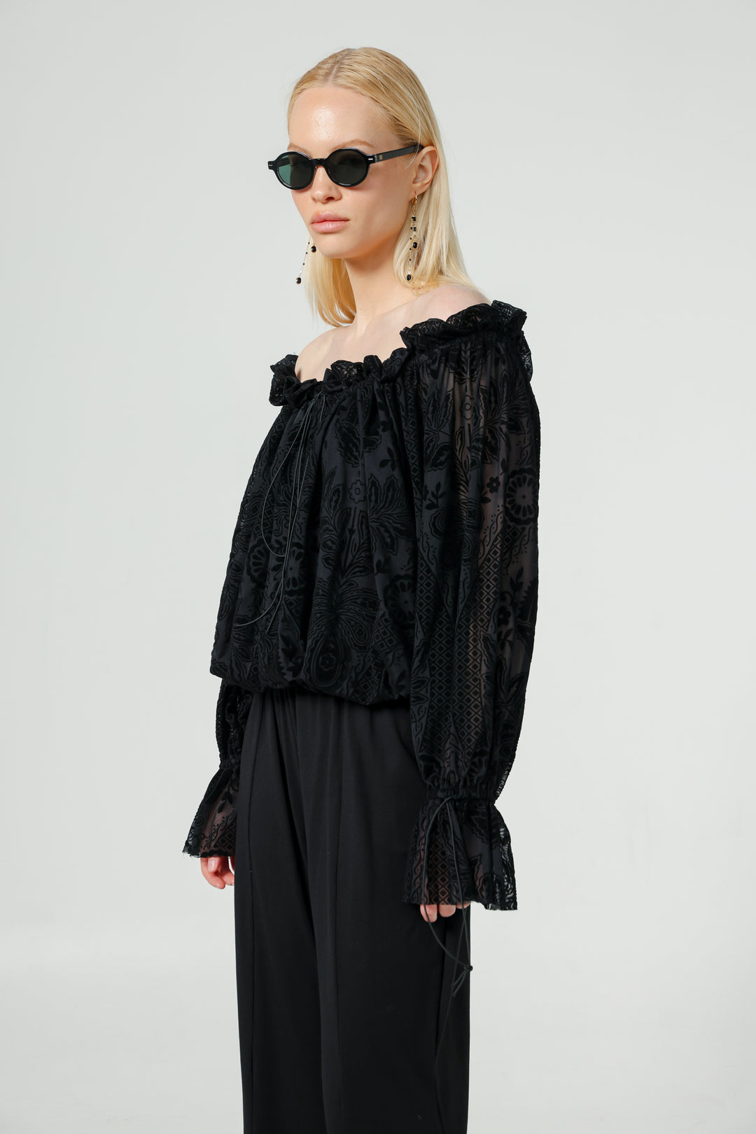 Playful Black Off Shoulder Top