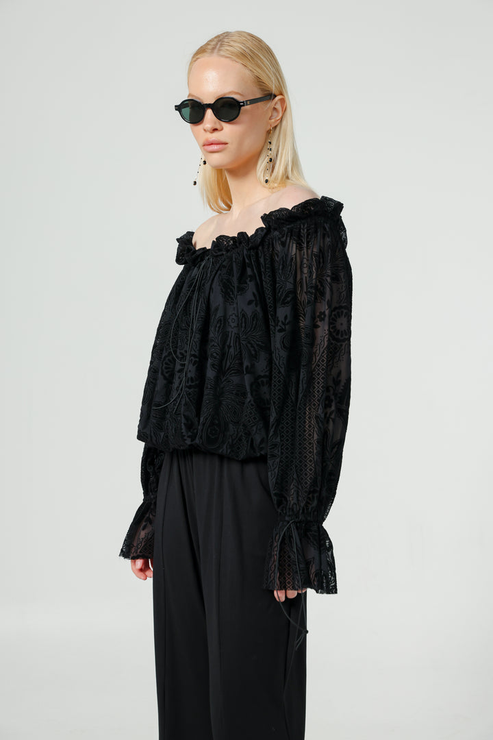 Playful Black Off Shoulder Top