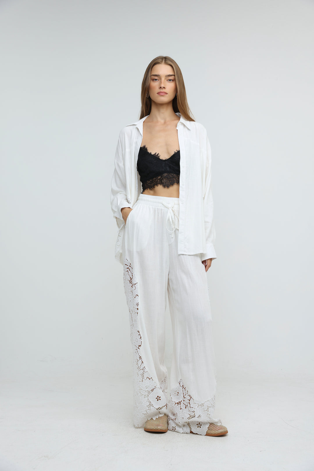 Lace Detail White Bottoms