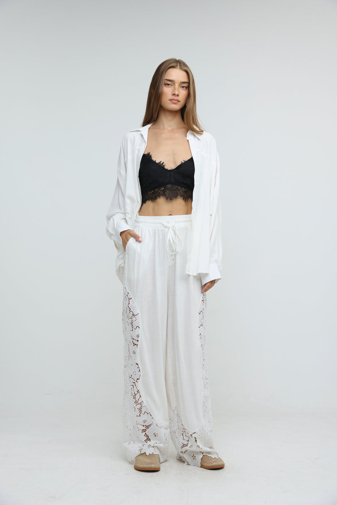 Lace Detail White Bottoms