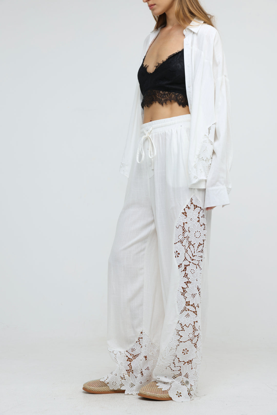 Lace Detail White Bottoms