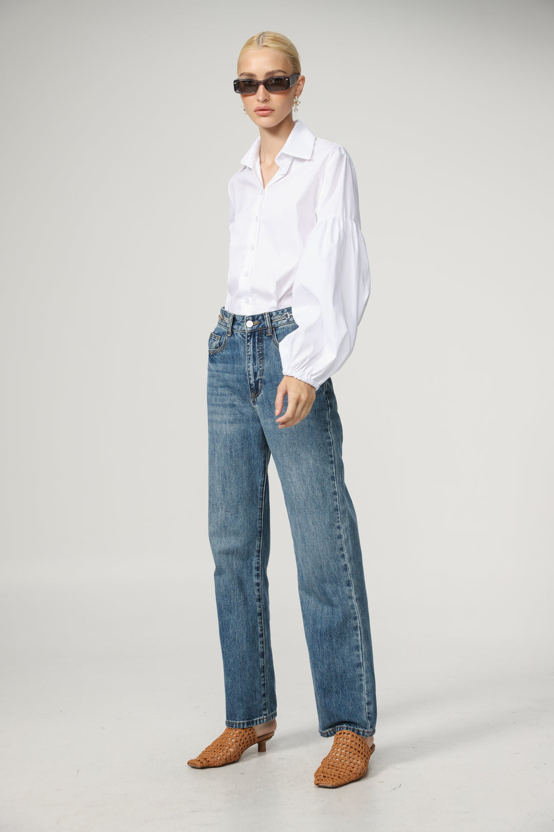 Balloon White Buttoned Shirt