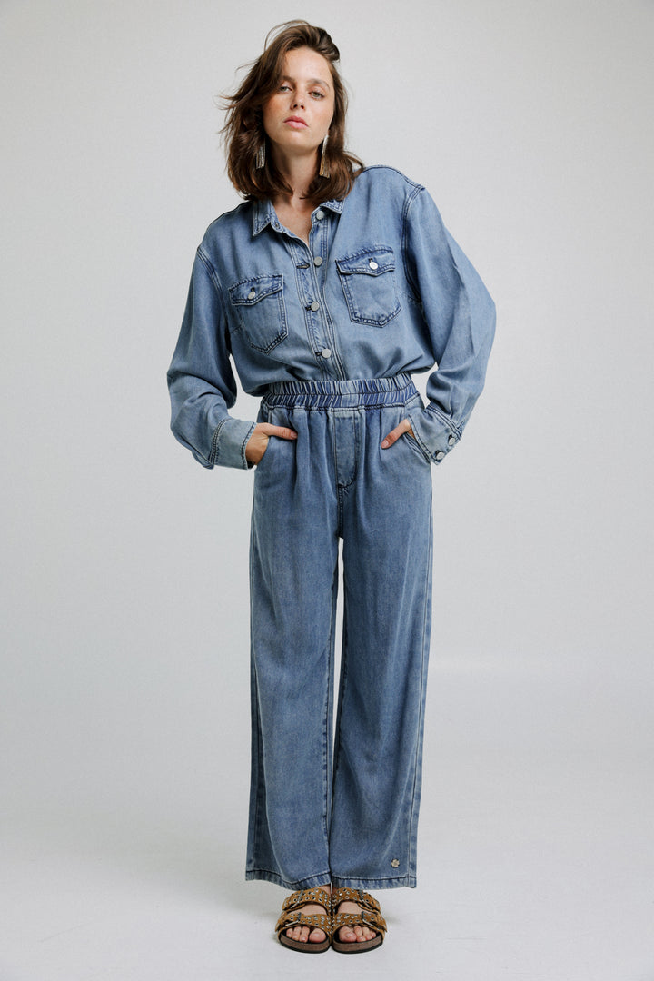 Light Denim Wide Bottoms