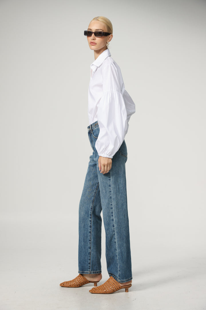 Balloon White Buttoned Shirt