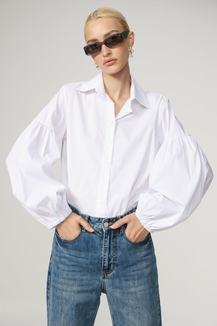 Balloon White Buttoned Shirt