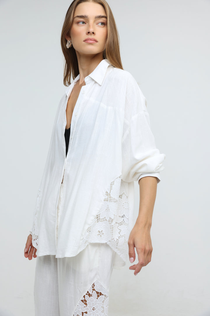 Lace Detail White Shirt