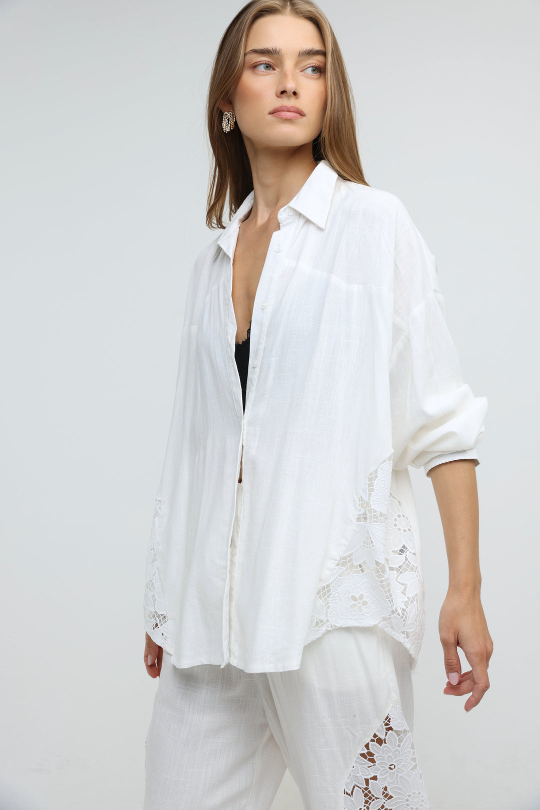 Lace Detail White Shirt