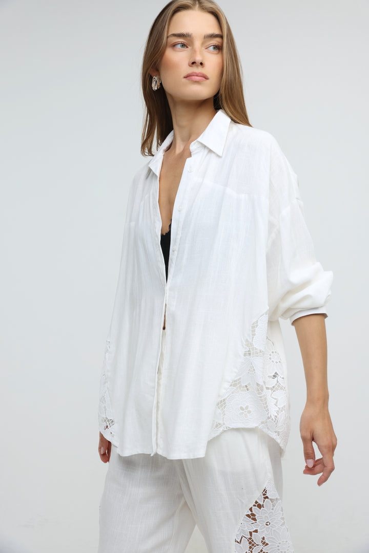 Lace Detail White Shirt