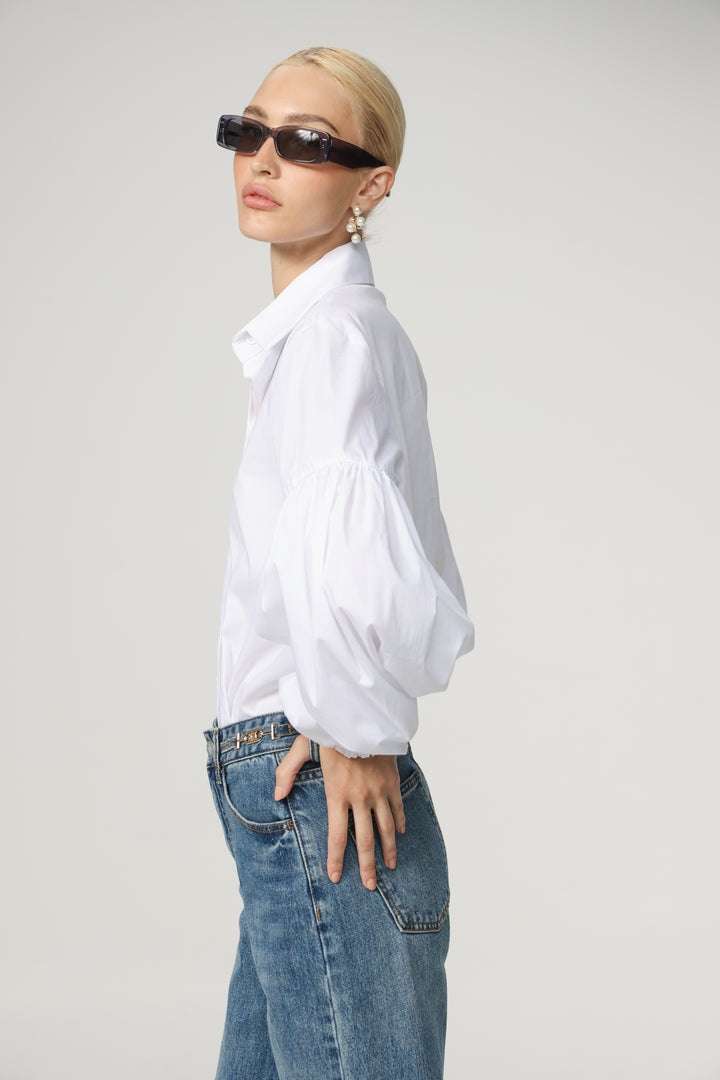 Balloon White Buttoned Shirt