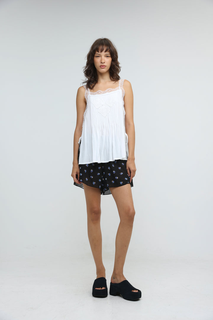 Embroidered White Tank