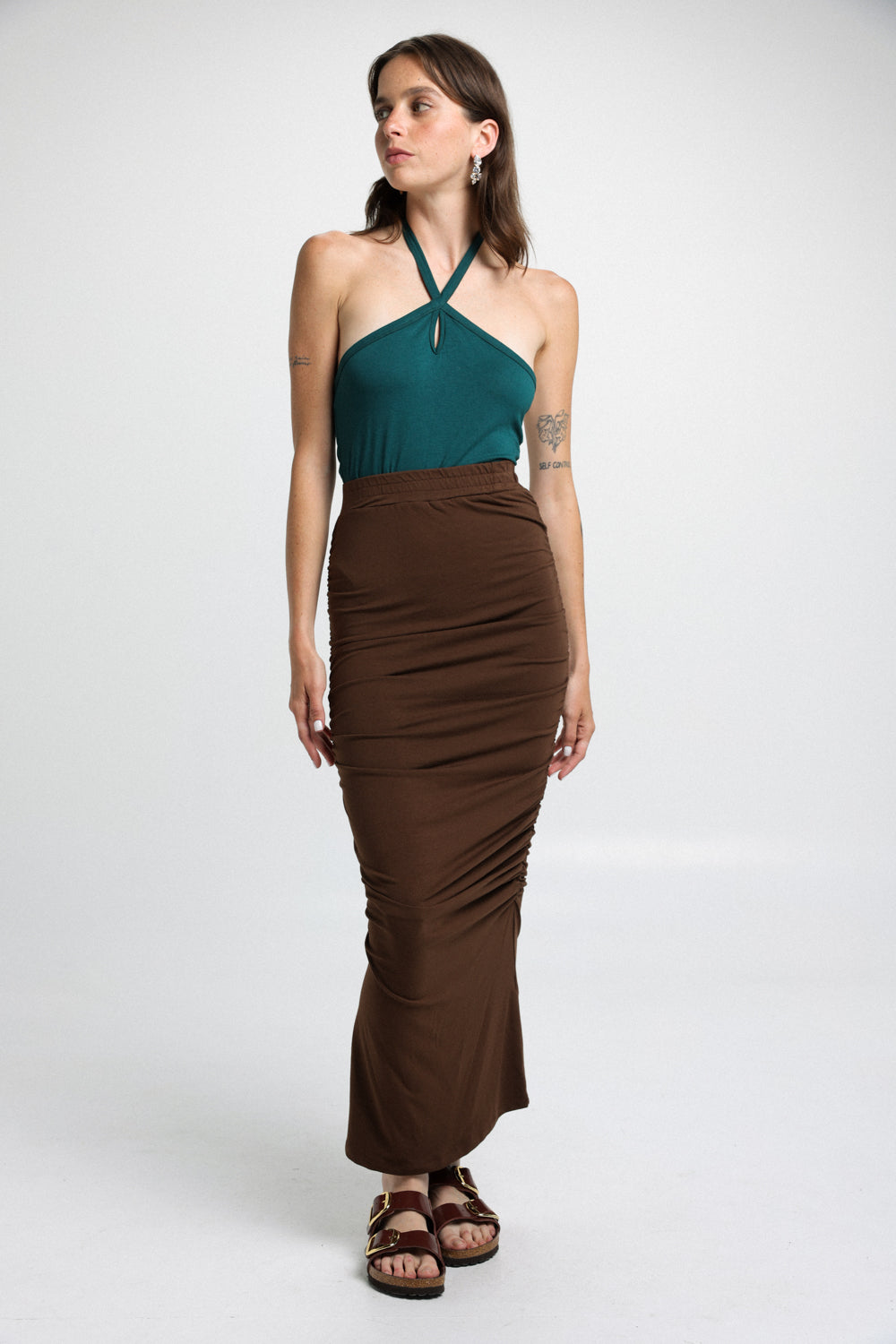 חצאית מקסי חומה לנשים דגם Maxing Chocolat Skirt