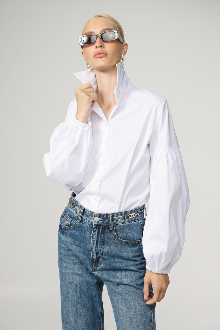Balloon White Buttoned Shirt