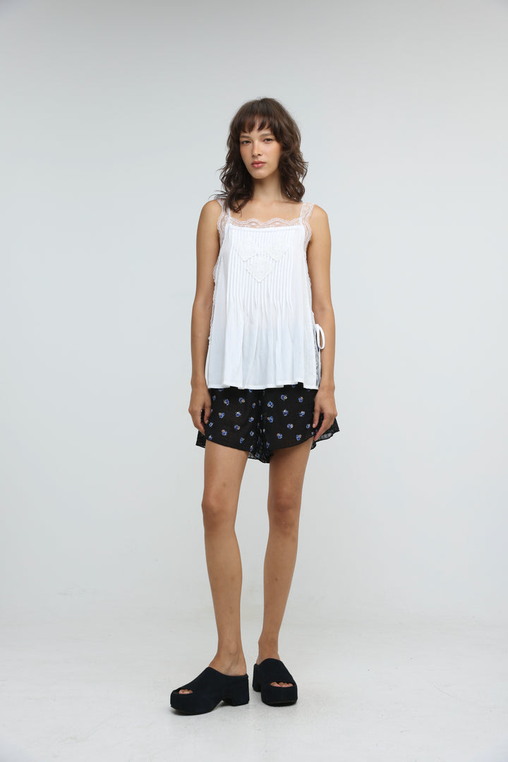 Embroidered White Tank