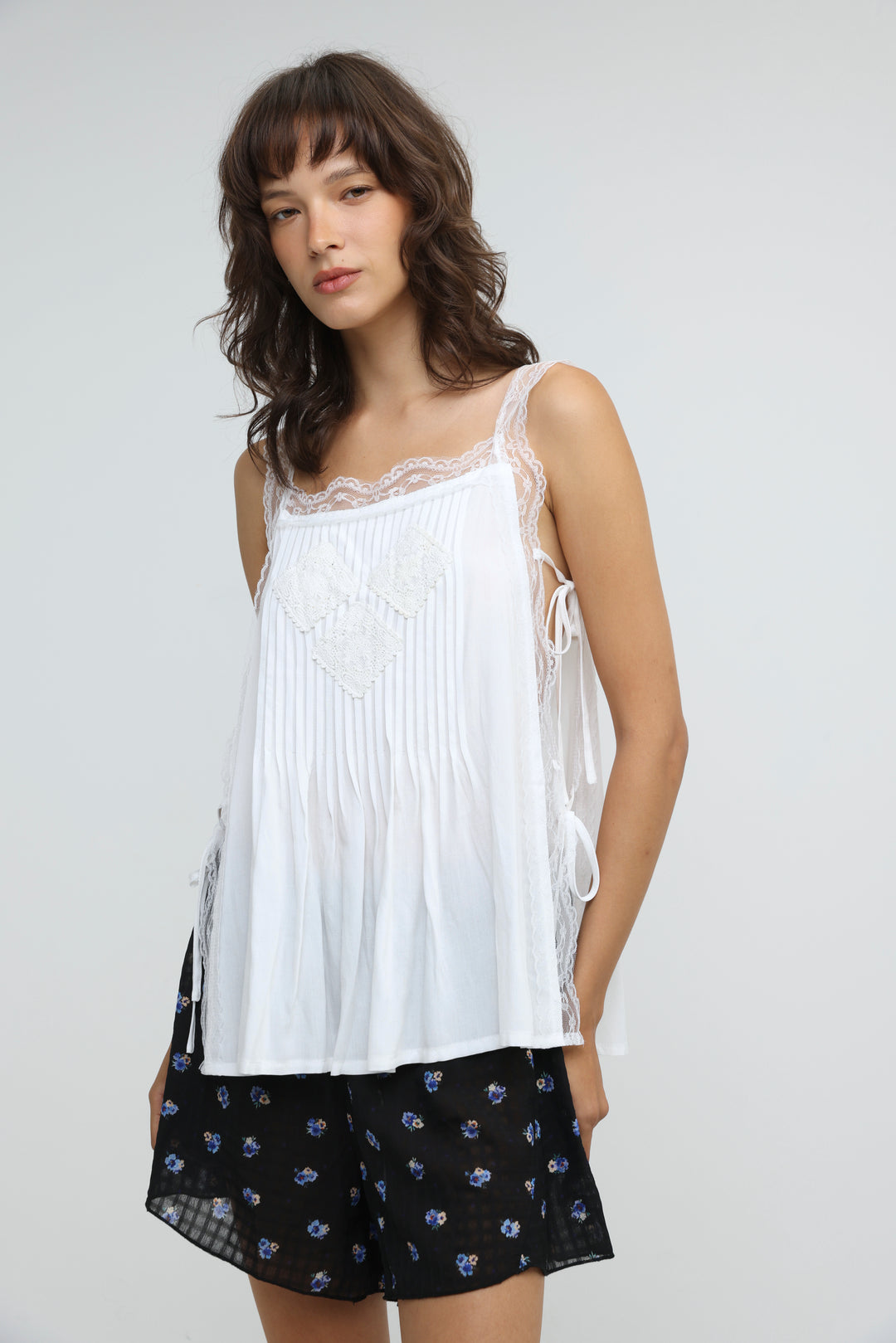 Embroidered White Tank