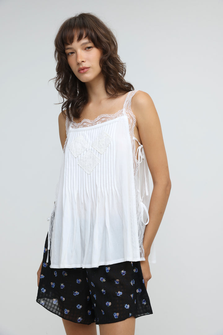 Embroidered White Tank